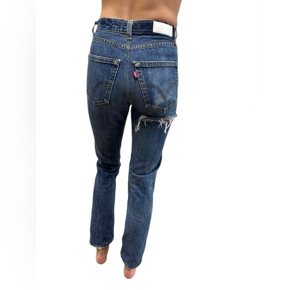 Levi's Redone 23" Button Fly Distressed Straight Leg Jeans - Picture 6 of 12